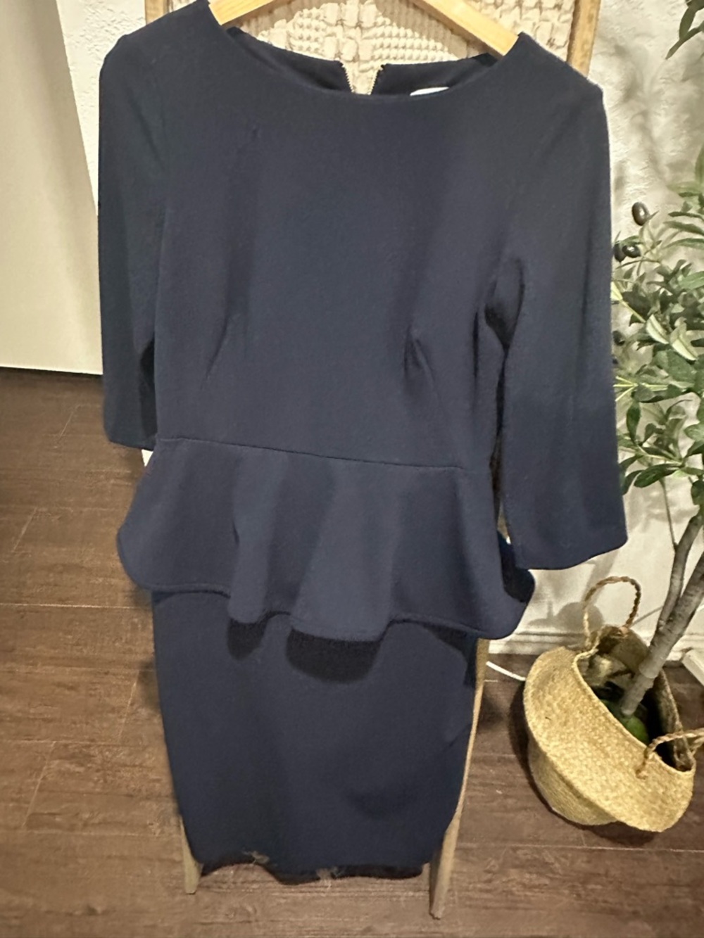 Calvin Klein Navy Peplum Midi Dress